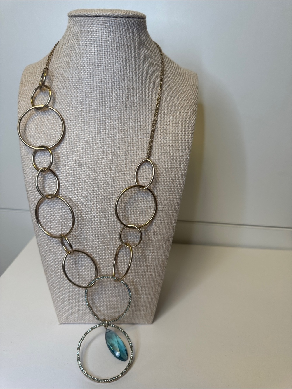 Laundry By Shelli Segal Gold-Tone Link Necklace with Teal Pendant
